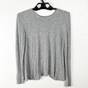MARINE LAYER Gray Striped Long Sleeves Split Back Top, Size Small